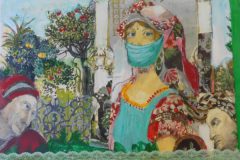 Linda Starbatty: Frühes Selbstporträt, heute mit MundschutzMischtechnik, 40x50 cmwww.linda-starbatty.de